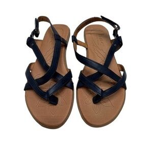 Born Bock Concert Leather Strapy Sandals Navy Blue Size 9
